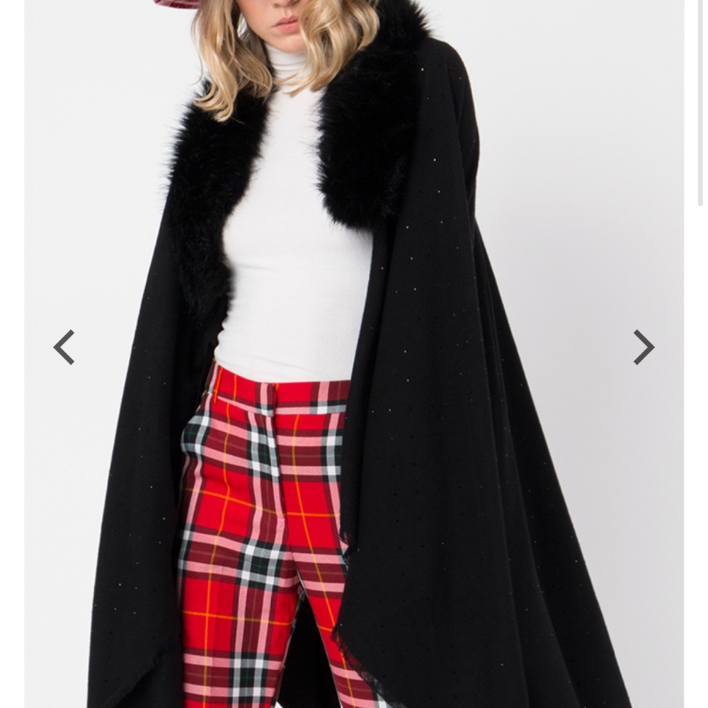 Pia Rossini jewel embellished faux fur trim wrap nwt